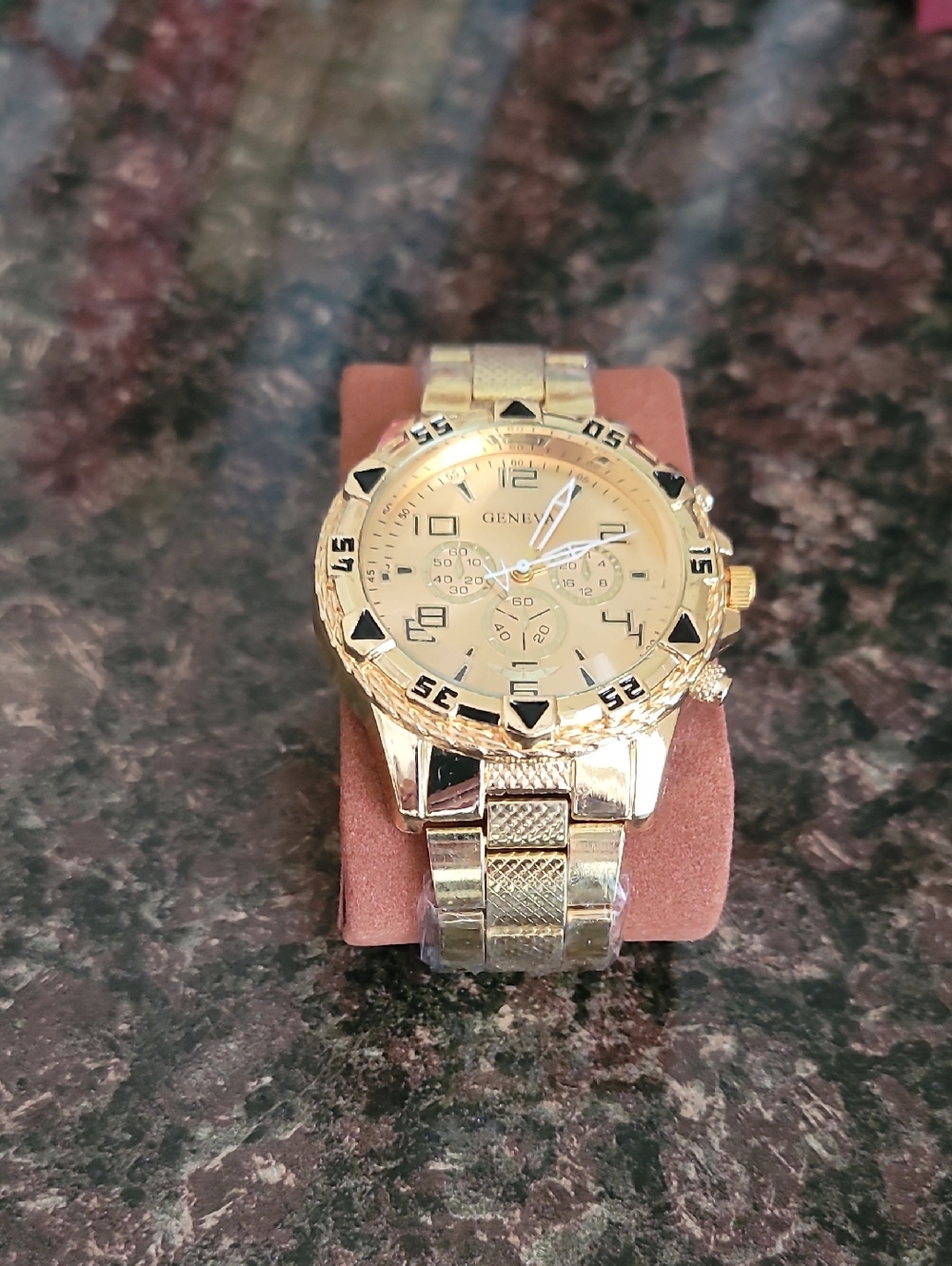 Geneva Gold Tone Men’s Chronograph-Style Bracelet Watch